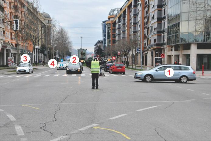 U situaciji prikazanoj na slici policijsko vozilo 4: