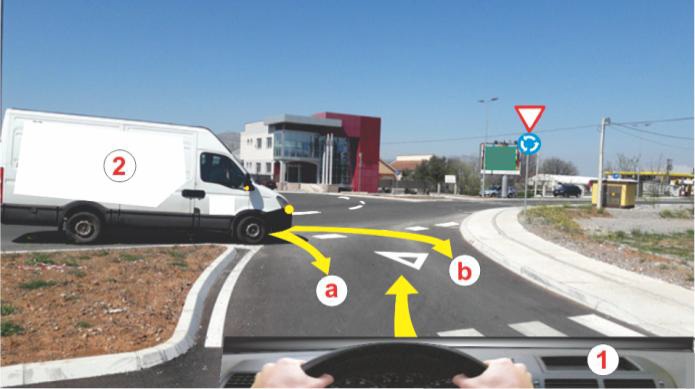 U situaciji prikazanoj na slici teretno vozilo 2: