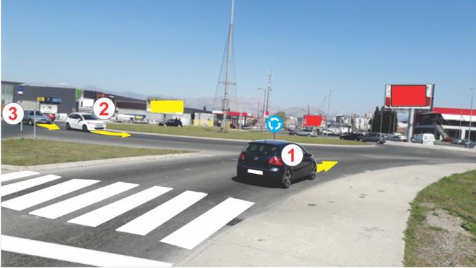 U raskrsnici sa kružnim tokom saobraćaja, kretanje vozila vrši se: