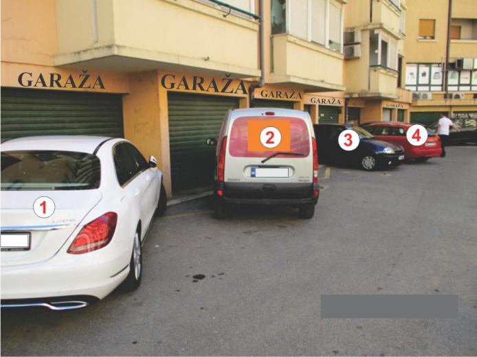 Na poziciji prikazanoj na slici vozila 1, 2, 3 i 4: