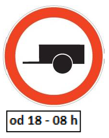 Na slici su prikazani saobraćajni znaci koji označavaju zabranu saobraćaja za motorna vozila koja vuku: