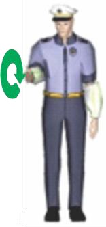 Znak koji daje policijski službenik na slici: