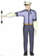 Ako policijski službenik kao na slici lagano maše rukom, to znači da vozač u čijem se smjeru daje taj znak: