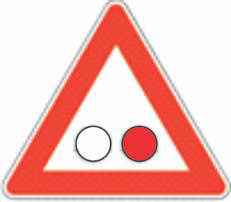 Svjetlosni saobraćajni znak koji je dat na slici, kada se naizmjenično uključuju dva okrugla crvena svijetla znači: