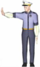 Hrizontalno odručena ruka policijskog službenika, kao na slici znači da: