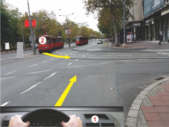 In the situation shown in the picture, the order of passing through the intersection is regulated by:
