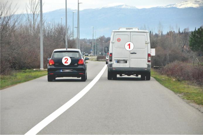 In the situation shown in the picture, on the part of the road for two-way traffic, vehicle 2: