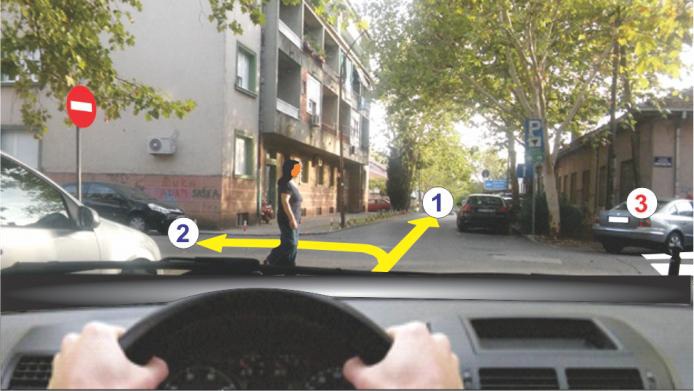 In the situation shown in the picture, you will go through the intersection: