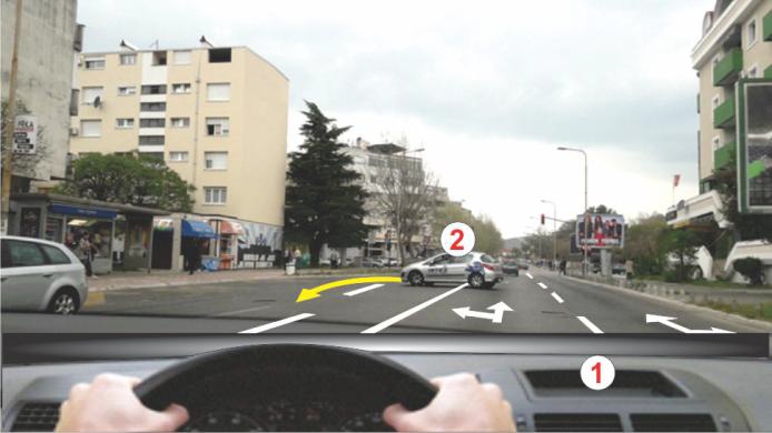 A longitudinal unbroken line divides the road: