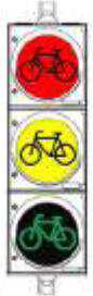 The picture shows a traffic light for regulating movement: