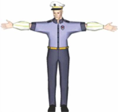 The position of the body of a police officer with his arms horizontally apart means that the vehicles: